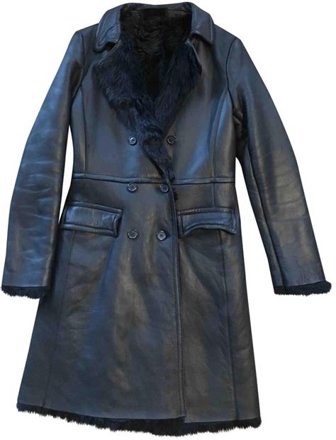 prada belted shearling coat|Black Shearling Coat .